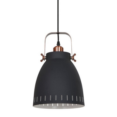 Luminosa Lighting Luminosa Industrial And Retro Hanging Pendant Graphite, Red Copper 1 Light  With Graphite Shade, E27 - image 1