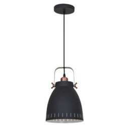 Luminosa Lighting Luminosa Industrial And Retro Hanging Pendant Graphite, Red Copper 1 Light  With Graphite Shade, E27 - thumbnail 2
