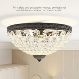 Homcom Chandelier Crystal Ceiling Light With E14 Base 2-Lights, Black - thumbnail 6