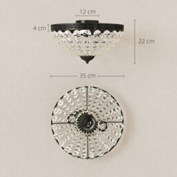 Homcom Chandelier Crystal Ceiling Light With E14 Base 2-Lights, Black - thumbnail 3