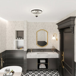 Homcom Chandelier Crystal Ceiling Light With E14 Base 2-Lights, Black - thumbnail 9