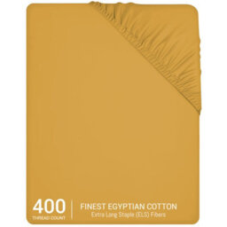 Pamposh 400 Thread Count Egyptian Cotton Super King Size Fitted Sheet Durable Double Premium Natural Cotton Deep Fitted Sheets - thumbnail 2