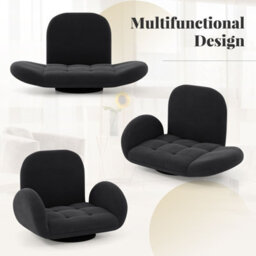 Gainoom Swivel Black Floor Chair Folding Gaming Chair W/adjustable Backrest - thumbnail 9