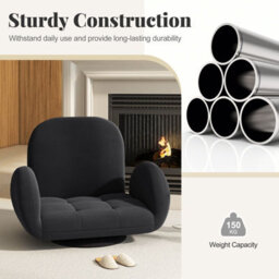 Gainoom Swivel Black Floor Chair Folding Gaming Chair W/adjustable Backrest - thumbnail 8