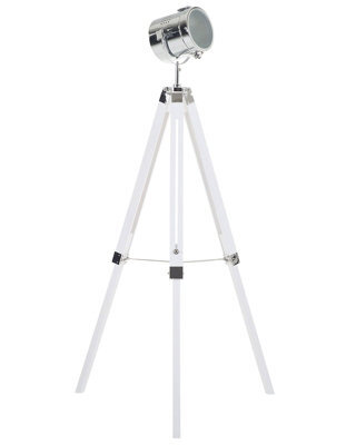 Wyld And Coco Novalux 143Cm Tripod Floor Lamp White Metal Cylindrical Spotlight - Industrial Style - image 1