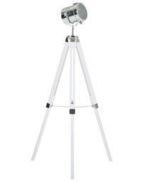 Wyld And Coco Novalux 143Cm Tripod Floor Lamp White Metal Cylindrical Spotlight - Industrial Style - thumbnail 1
