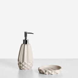 Beliani 5-Piece Bathroom Accessories Set Samiria Beige - thumbnail 5