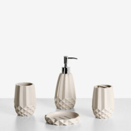 Beliani 5-Piece Bathroom Accessories Set Samiria Beige - thumbnail 4