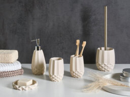 Beliani 5-Piece Bathroom Accessories Set Samiria Beige - thumbnail 2