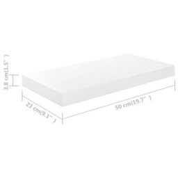 Berkfield Floating Wall Shelves 2 Pcs High Gloss White 50X23X3.8 Cm Mdf - thumbnail 8