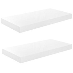 Berkfield Floating Wall Shelves 2 Pcs High Gloss White 50X23X3.8 Cm Mdf - thumbnail 2
