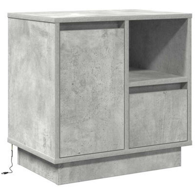 Berkfield Modern Bedside Cabinet With Led Concrete Grey 50X34.5X50 Cm