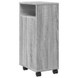 Berkfield Narrow Bathroom Cabinet With Wheels Grey Sonoma Engineered Wood - thumbnail 6