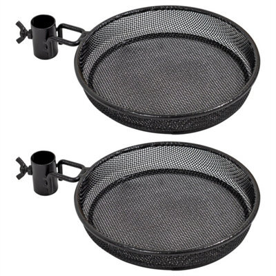 Mesh Bird Feeder Tray W/ Universal 22mm Pole Clamp Garden Seed/nut Dish 2 Pack - image 1