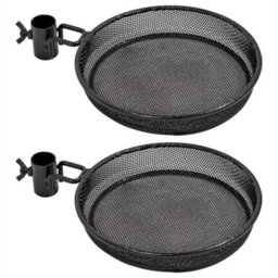 Mesh Bird Feeder Tray W/ Universal 22mm Pole Clamp Garden Seed/nut Dish 2 Pack - thumbnail 1