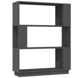 Berkfield Book Cabinet/room Divider Grey 80X25X101 Cm Solid Wood Pine - thumbnail 2