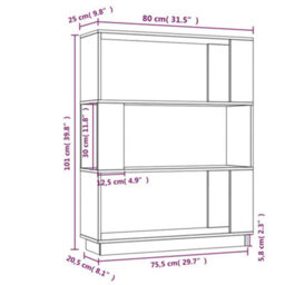 Berkfield Book Cabinet/room Divider Grey 80X25X101 Cm Solid Wood Pine - thumbnail 8