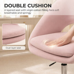 Homcom Velvet Desk Chair With Height-Adjustable, Wheels, Pink - thumbnail 6