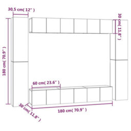 Berkfield 10 Piece Tv Cabinet Set Smoked Oak Engineered Wood - thumbnail 6