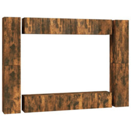 Berkfield 10 Piece Tv Cabinet Set Smoked Oak Engineered Wood - thumbnail 2