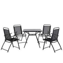 Beliani Garden Dining Set 4 Seater Livo Metal Black - thumbnail 1