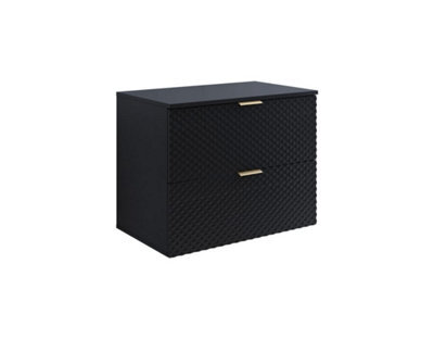 Arte Laura 48 Floating Vanity Unit W800mm H630mm D490mm - White Gloss With Gold Handles And Two Drawers - image 1