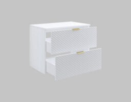 Arte Laura 48 Floating Vanity Unit W800mm H630mm D490mm - White Gloss With Gold Handles And Two Drawers - thumbnail 2