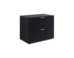 Arte Laura 48 Floating Vanity Unit W800mm H630mm D490mm - White Gloss With Gold Handles And Two Drawers - thumbnail 1