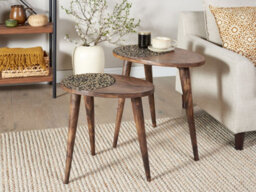 Beliani Set Of 2 Side Tables Khetua Mango Wood Brown - thumbnail 2