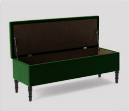 180Cm Swiss Chesterfield Ottoman Storage Bench- Plush Velvet Shoe Bench - Forest Green Upholstery Footstool With Storage - thumbnail 2