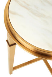 Orsina Luxurious Round Gold Finish Side Table, Marble Top Modern Side Table For Livingroom, Durable Bedside Table - thumbnail 3