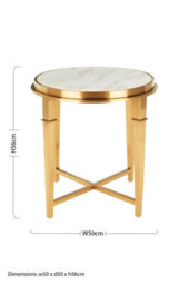 Orsina Luxurious Round Gold Finish Side Table, Marble Top Modern Side Table For Livingroom, Durable Bedside Table - thumbnail 5