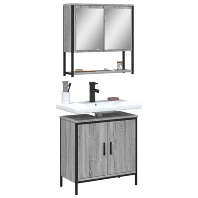 Berkfield 2 Piece Bathroom Furniture Set Grey Sonoma Engineered Wood - image 1