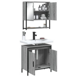 Berkfield 2 Piece Bathroom Furniture Set Grey Sonoma Engineered Wood - thumbnail 4
