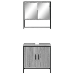 Berkfield 2 Piece Bathroom Furniture Set Grey Sonoma Engineered Wood - thumbnail 5