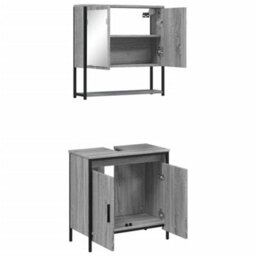 Berkfield 2 Piece Bathroom Furniture Set Grey Sonoma Engineered Wood - thumbnail 6