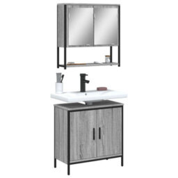 Berkfield 2 Piece Bathroom Furniture Set Grey Sonoma Engineered Wood - thumbnail 1
