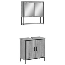 Berkfield 2 Piece Bathroom Furniture Set Grey Sonoma Engineered Wood - thumbnail 2