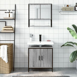 Berkfield 2 Piece Bathroom Furniture Set Grey Sonoma Engineered Wood - thumbnail 3