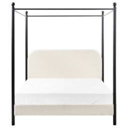 Beliani Four Poster Bed Boucle Dannemois 140 X 200 Cm (Eu Double) Off-White - thumbnail 5