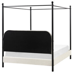 Beliani Four Poster Bed Boucle Dannemois 140 X 200 Cm (Eu Double) Off-White - thumbnail 6