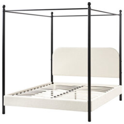 Beliani Four Poster Bed Boucle Dannemois 140 X 200 Cm (Eu Double) Off-White - thumbnail 4