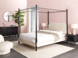 Beliani Four Poster Bed Boucle Dannemois 140 X 200 Cm (Eu Double) Off-White - thumbnail 2