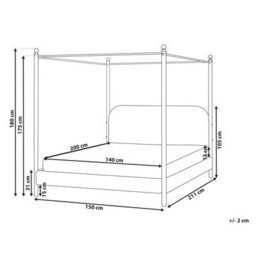 Beliani Four Poster Bed Boucle Dannemois 140 X 200 Cm (Eu Double) Off-White - thumbnail 3