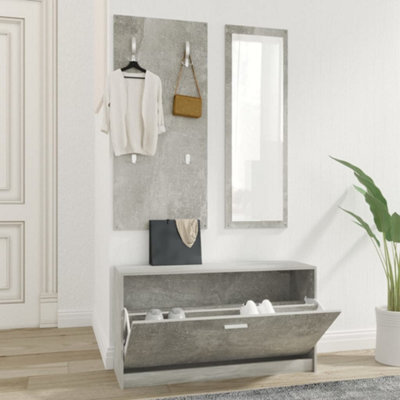 Berkfield 3-In-1 Shoe Cabinet Set Concrete Grey Engineered Wood - image 1