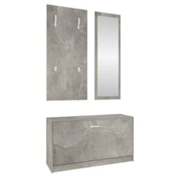 Berkfield 3-In-1 Shoe Cabinet Set Concrete Grey Engineered Wood - thumbnail 5