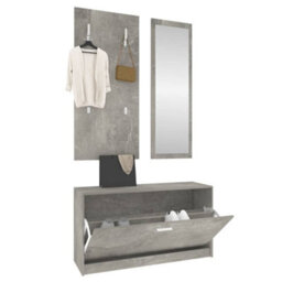Berkfield 3-In-1 Shoe Cabinet Set Concrete Grey Engineered Wood - thumbnail 4