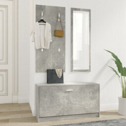 Berkfield 3-In-1 Shoe Cabinet Set Concrete Grey Engineered Wood - thumbnail 3
