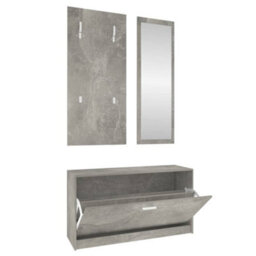 Berkfield 3-In-1 Shoe Cabinet Set Concrete Grey Engineered Wood - thumbnail 2