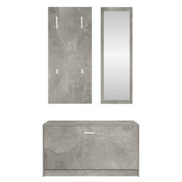 Berkfield 3-In-1 Shoe Cabinet Set Concrete Grey Engineered Wood - thumbnail 6